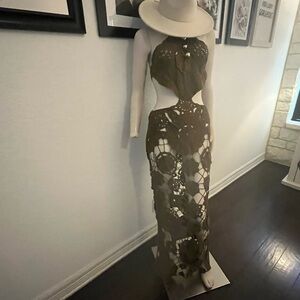Elegant Olive Cutout Maxi Dress